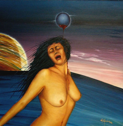 Il dolore Olio su tela - cm 50 x 50