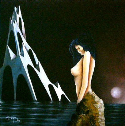 La Luna spenta Olio su tela - cm 60 x 60